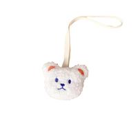 Simpatico porta ciuccio con orsetto per bambini e bambine, con cordino, portatile, per vacanze, compleanno, regalo per bambini (bianco)