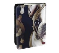 Simpatico porta passaporto con bulldog francese per viaggi, custodia per passaporto RFID, in pelle PU, custodia per passaporto carino per donne e uomini