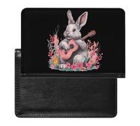 Simpatico porta passaporto con coniglietto che suona la chitarra, sottile, organizer per documenti da viaggio, con slot per carte di credito, per donne e uomini, Stile:, Taglia unica, MHXYZHW