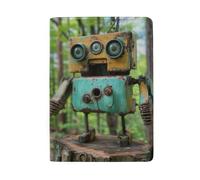 Simpatico porta passaporto con slot per carte di credito custodia passaporto per uomo, Robot in metallo