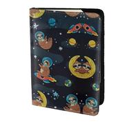 Simpatico porta passaporto con stampa di bradipi che dormono per viaggi, accessorio da viaggio per donne e uomini, Nero , Taglia unica