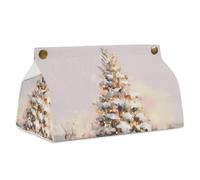 Simpatico porta tovaglioli rettangolare con albero di Natale, moderno, in pelle PU, per bagno, cucina, ufficio, camera da letto