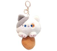 Simpatico portachiavi a forma di gatto, accessorio per borsa in peluche, design moderno, coda che squittisce + trasporto leggero e portatile, imbottitura in cotone PP resistente, di qualità, per borse