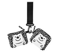 Simpatico portafoglio portamonete da donna a forma di riccio, piccolo porta carte staccabile, con cinturino da polso, per lavoro, viaggi, confezione da 2