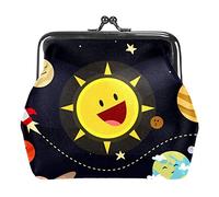 Simpatico portamonete a forma di razzo con pianeti del solare, borsa per il cambio con serratura a bacio
