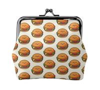 Simpatico portamonete con espressione di hamburger, portamonete con chiusura a bacio, piccolo portamonete in pelle PU per donne