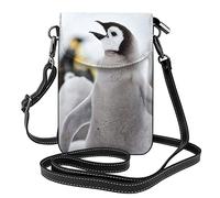 Simpatico portamonete con motivo animale a forma di pinguino - Piccolo portafoglio in pelle a tracolla da donna con tracolla Borsa per il trasporto di carte Cosmetici