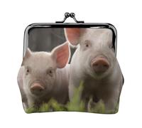 Simpatico portamonete con stampa di maiale con chiusura a bacio, piccola borsa vintage per uomo e donna, Nero , Taglia unica, Portamonete