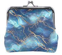 Simpatico portamonete da donna in pelle con chiusura a bacio, marmo blues oro, piccola borsa cambio, 11,5 x 10,5 cm