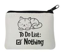 Simpatico portamonete in neoprene con scritta in lingua inglese "To Do List Nothing", 10 x 11 cm, colore: Bianco, bianco, Taglia unica