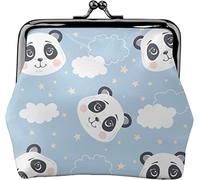 Simpatico portamonete in pelle da donna con panda, nuvole e stelle, piccolo portamonete con chiusura a chiusura a scatto Portafoglio con fibbia per regalo ragazza