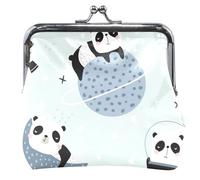 Simpatico portamonete in pelle floreale per le donne carino con lucchetto a bacio carino astronauta panda piccolo portamonete per ragazze, Panda astronauta carino, classico