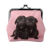 Simpatico portamonete nero con stampa carlino con chiusura a bacio piccola borsa vintage per uomo donna, Nero , Taglia unica, Portamonete