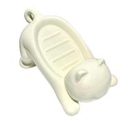 Simpatico portasapone a forma di gatto, pratico e robusto, per doccia, bagno, bianco