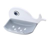 Simpatico portasapone per bambini in plastica autosufficiente porta sapone per la doccia da parete cartoni animati da appendere al bagno, portasapone con ventosa sacchetto per Capodanno (bianco,