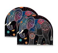 Simpatico portatovaglioli in acrilico a forma di elefante nero per feste, matrimoni, eventi, autoportanti portatovaglioli per la decorazione della casa di carta