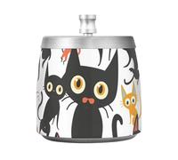 Simpatico posacenere con gatto nero con coperchio, per esterni, patio, interno, carino, senza fumo, portasigarette per fumatori di sigarette