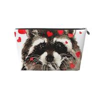 Simpatico procione acquerello che soffia baci e cuori, Borsa da toilette Borsa per trucco Borsa per cosmetici Borsa da toilette da viaggio portatile