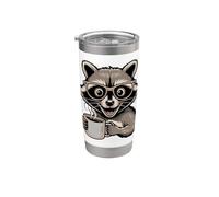 Simpatico procione del caffè con gli occhiali divertente amante della caffeina Bicchiere termico in acciaio inox doppia parete