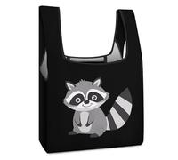 Simpatico procione divertente riutilizzabile borsa della spesa stampato pieghevole borse della spesa lavabile Tote leggero sacchetto di stoccaggio con maniglia