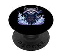 Simpatico procione Ninja con spada e occhi blu PopSockets PopGrip Adesivo