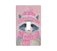Simpatico procione rosa sciarpa cappello Natale luce interruttore copertura decorativa singola levetta 1 banda piastra da parete per cucina fattoria camera da letto bagno decorazione artistica