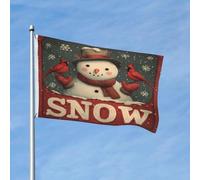 Simpatico pupazzo di neve bandiera 3 x 5 ft doppia faccia Natale uccello rosso giardino bandiera bandiera banner per casa cortile esterno interno festa decorativa