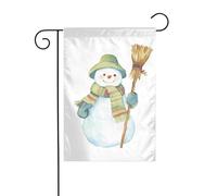 Simpatico pupazzo di neve che tiene una scopa bandiera da giardino 30 x 45 cm verticale su entrambi i lati casa colonica vacanze decorazioni esterne bandiera cortile