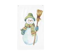 Simpatico pupazzo di neve che tiene una scopa, bandierine per la casa, 0,9 x 1,5 m, striscione con occhielli per interni ed esterni, decorazioni per la casa