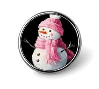 Simpatico pupazzo di neve con sciarpa rosa cappello spilla rotonda per uomo donna moda distintivo collare pin vestito giacca zaino accessori