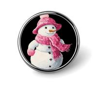 Simpatico pupazzo di neve con sciarpa rosa e cappello spilla rotonda per uomo donna moda distintivo collare pin vestito giacca zaino accessori