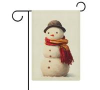 Simpatico pupazzo di neve con sciarpa rossa e cappello bandiera da giardino stagionale vacanza iuta doppia faccia casa cortile bandiere esterne 30,5 x 45,7 cm