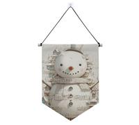 Simpatico pupazzo di neve note musicali Childlike Bianco appeso banner in tessuto con asta telescopica banner display appeso decorazione da parete per Festival e giorno speciale