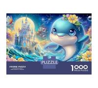 Simpatico puzzle a delfino, 1000 pezzi, puzzle impossibile, perfetto per il relax, 100% cartone riciclato per adulti e bambini, a partire dai 14 anni, 52 x 38 cm, 1000 pezzi