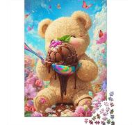 Simpatico puzzle a forma di orsetto, sfida difficile, puzzle in cartone riciclato al 100%, per adulti, regali di Natale, 1000 pezzi (38x26 cm)