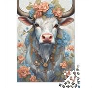 Simpatico puzzle a forma di toro, rompicapo in cartone riciclato al 100% per bambini e adulti dai 12 anni in su, regali di Natale, 1000 pezzi (38x26 cm)