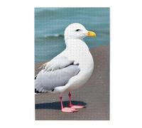 Simpatico puzzle con immagine di gabbiano. Puzzle in legno per adulti e bambini, decorazioni impegnative