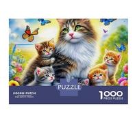 Simpatico puzzle da 1000 pezzi a forma di gatto, farfalla e fiore, in cartone riciclato,per la famiglia,per intrattenimento al chiuso,antistress, per la casa, per il tempo libero, 52x38 cm/1000 pezzi