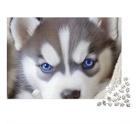 Simpatico puzzle da 1000 pezzi con cucciolo di husky, primo piano del cucciolo di husky, gioco educativo per adulti, decorazione per la casa, difficile, stimolante, regalo di compleanno, 38x26 cm