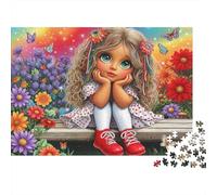 Simpatico puzzle da 1000 pezzi con ragazza seduta e fiori, ideale per adulti. Gioco educativo, decorazione per la casa, difficile e stimolante, perfetto come regalo di compleanno. 70x50cm/1000pcs