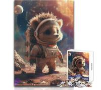 Simpatico puzzle da 1000 pezzi per adulti raffigurante un riccio astronauta, gioco educativo e divertente, perfetto come regalo premuroso per ogni occasione, dimensioni 50x75cm
