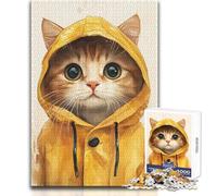 Simpatico puzzle da 1000 pezzi raffigurante un gatto con l'impermeabile giallo, per adolescenti, gioco di pensiero logico interattivo, ideale come regalo per occasioni memorabili, dimensioni 38x52cm