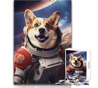 Simpatico puzzle da 1000 pezzi raffigurante un simpatico cane astronauta Corgi, per adolescenti, gioco di sviluppo del pensiero logico, ottimo regalo per momenti significativi, dimensioni 38x26cm