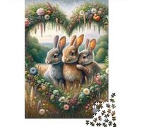 Simpatico puzzle di decompressione a forma di coniglietto, puzzle rettangolare in carta per bambini e adulti dai 12 anni in su, regali di Natale, 1000 pezzi (38x26 cm)
