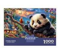 Simpatico puzzle di panda, 1000 pezzi, gioco di puzzle per la città delle fiabe, gioco di attività in famiglia, con divertimento extra, 100% cartone riciclato, decorazione per la casa, 70 x 50 cm