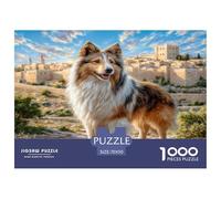 Simpatico puzzle educativo per adulti con cane da pastore delle Shetland di Old Town, 1000 pezzi, per decorare la casa, 70x50 cm/1000 pezzi