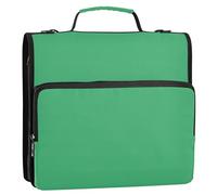 Simpatico raccoglitore a 3 anelli da 3,8 cm con anello a D medio verde mare con cerniera, organizer con manico, borsa per raccoglitori scolastici con tracolla