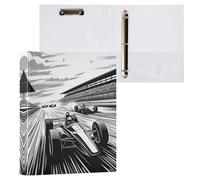 Simpatico raccoglitore a tre anelli da 3,8 cm, 3 anelli con 3 tasche interne, quaderno di base per materiale scolastico, auto da corsa, nero, 1 confezione
