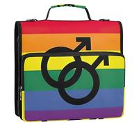 Simpatico raccoglitore con cerniera, 3 raccoglitori ad anelli da 3,8 cm, con bandiera arcobaleno del Gay Pride e identità sessuale, con manico, borsa per la scuola con tracolla