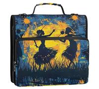 Simpatico raccoglitore con cerniera da 3,8 cm e 3 anelli, con anello a D, tribale africano, donne che ballano, custodia con manico, per la scuola, con tracolla